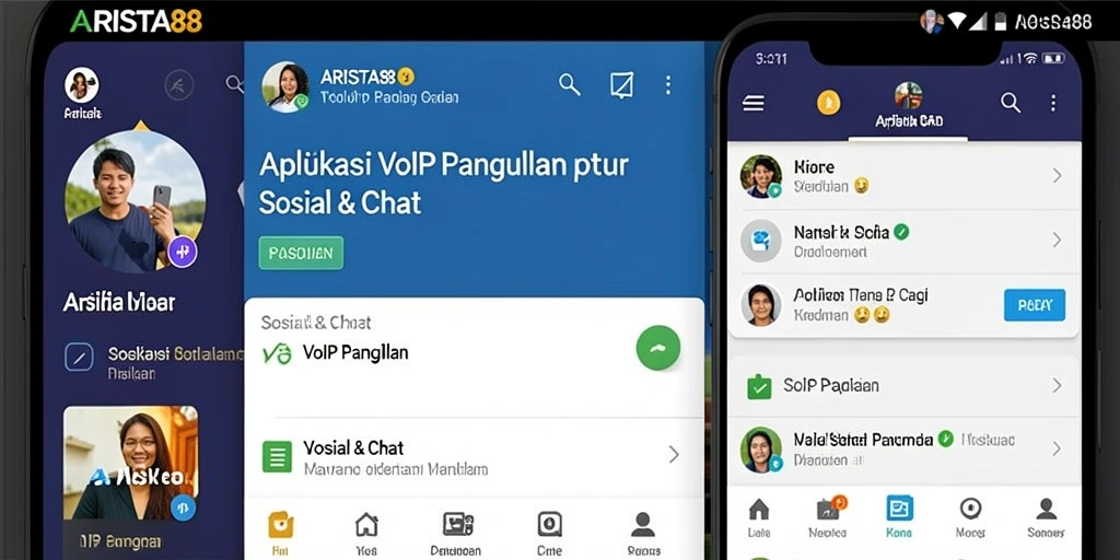 Antarmuka aplikasi ARISTA88 menampilkan fitur panggilan VoIP yang mudah digunakan.