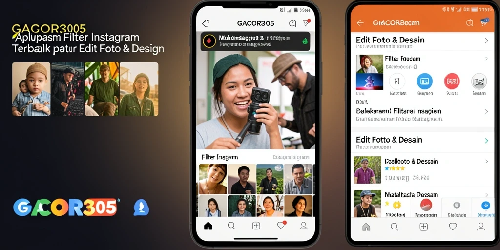 Tampilan antarmuka pengguna GACOR305 untuk aplikasi Filter Instagram.