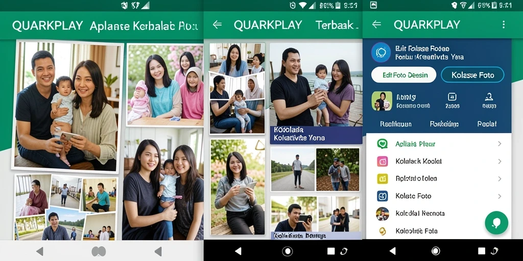 Antarmuka QUARKPLAY yang intuitif untuk membuat kolase foto.