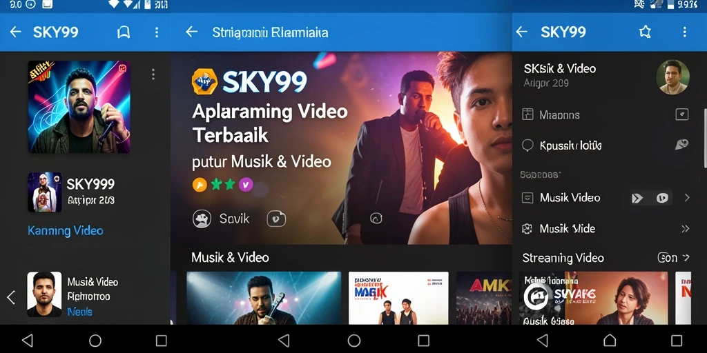 Antarmuka aplikasi SKY99 yang menarik dan mudah digunakan untuk Streaming Video.