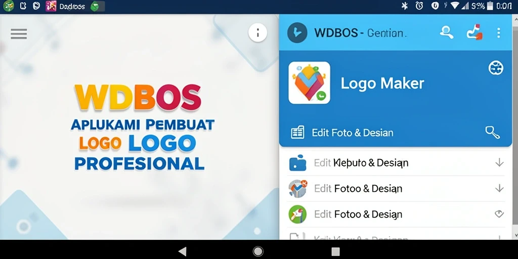 Tampilan antarmuka WDBOS yang intuitif untuk mendesain logo.