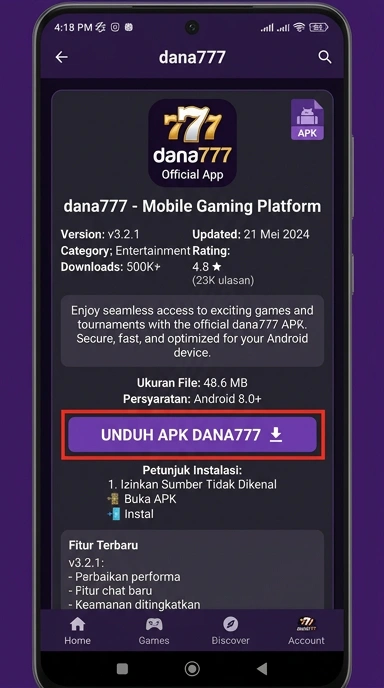 Unduh dan Instal APK dana777 untuk Android