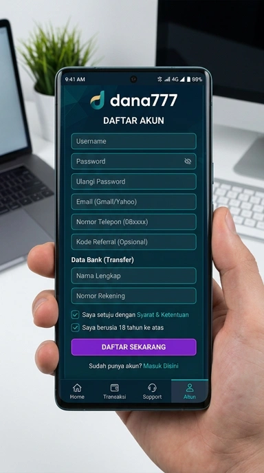 Cara Mudah Registrasi Akun dana777 di Android